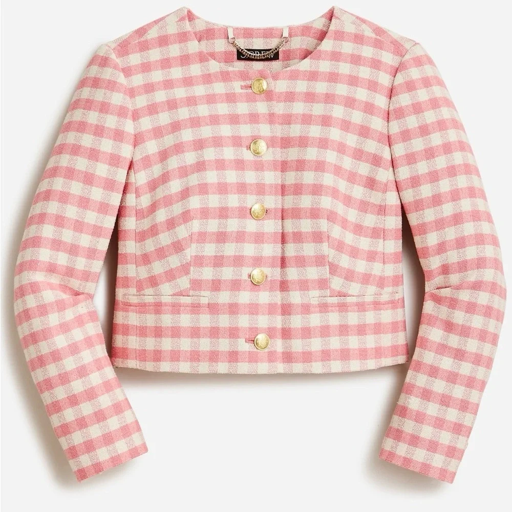 J.Crew Louisa Lady Jacket in Gingham Terry Tweed - Size 4 - Picture 1 of 11